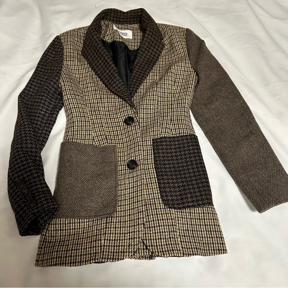 BB Dakota Brown and Black womens Blazer Patchwork Style size XS